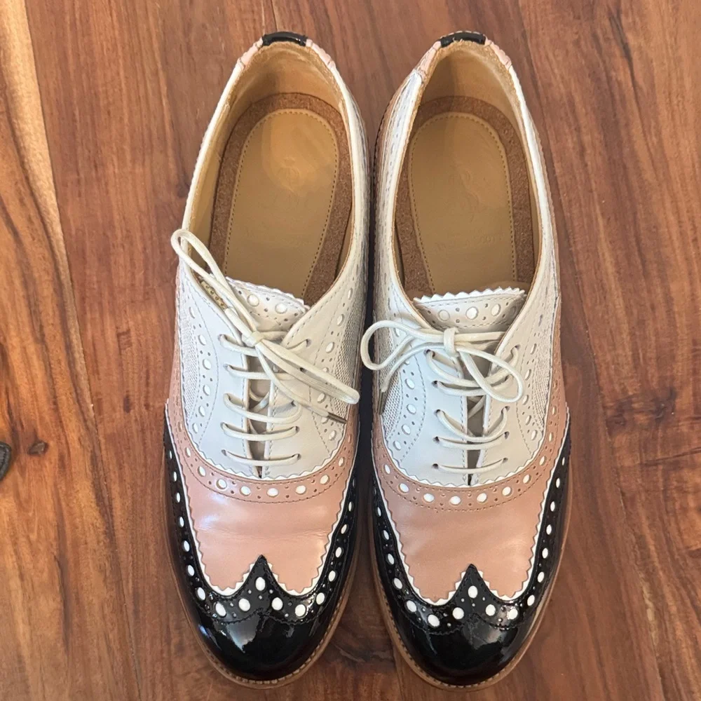 Angela Scott Women's Oxfords- Black, Pink, and Cream - Picture 2 of 8